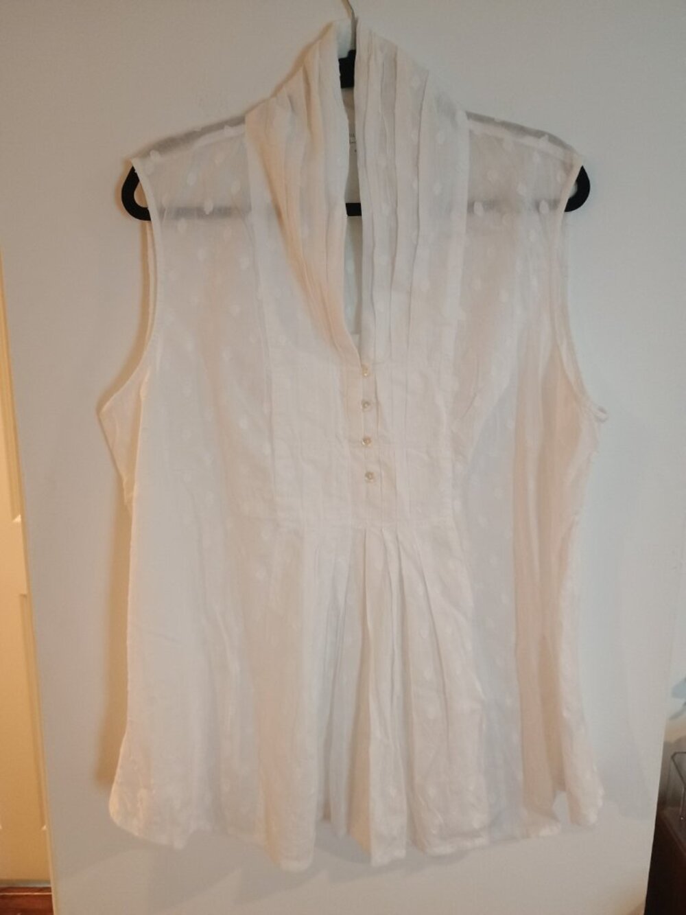 April Cornell For Modern Prairie White Sleeveless Swiss Dot Top 100% Cotton 1X